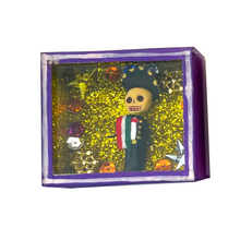 Load image into Gallery viewer, Handmade Square Shadow Box Nicho - Mariachi Magnet Shadow Boxes Mexico Purple