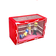 Load image into Gallery viewer, Handmade Window Shadow Box Nicho - Luchadores Lucha Libre, Mexican Wrestlers Shadow Boxes Mexico CC