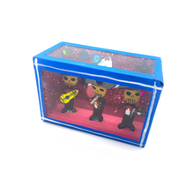 Load image into Gallery viewer, Handmade Window Shadow Box Nicho  - Tres Mariachis Shadow Boxes Mexico CC Blue Wood Box