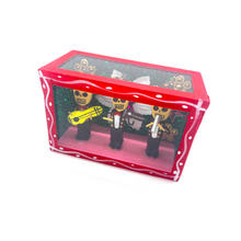 Load image into Gallery viewer, Handmade Window Shadow Box Nicho  - Tres Mariachis Shadow Boxes Mexico CC Red Wood Box