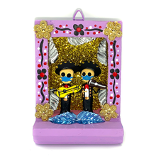 Load image into Gallery viewer, Handmade Shadow Box Nicho - Mariachi Cubrebocas Shadow Boxes Mexico CC Lavender Wood Box
