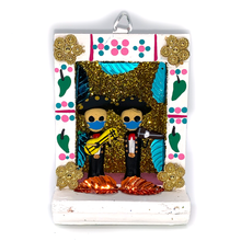 Load image into Gallery viewer, Handmade Shadow Box Nicho - Mariachi Cubrebocas Shadow Boxes Mexico CC White Wood Box