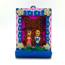 Load image into Gallery viewer, Handmade Shadow Box Nicho - Frida & Diego Shadow Boxes Mexico CC Blue Wood Box