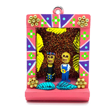 Load image into Gallery viewer, Handmade Shadow Box Nicho - Frida & Diego Shadow Boxes Mexico CC Pink Wood Box