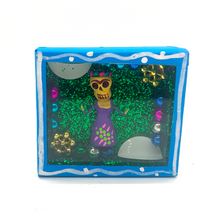Load image into Gallery viewer, Handmade Square Shadow Box Niche - Frida Magnet Shadow Boxes Mexico Blue