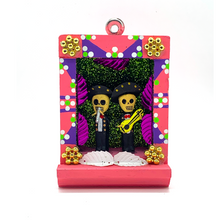 Load image into Gallery viewer, Handmade Shadow Box Nicho - Mariachi Shadow Boxes Mexico CC Pink Wood Box