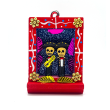 Load image into Gallery viewer, Handmade Shadow Box Nicho - Mariachi Shadow Boxes Mexico CC Red Wood Box
