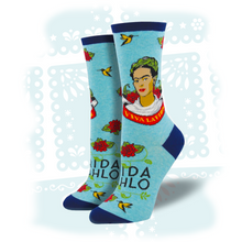 Load image into Gallery viewer, Women's Frida Kahlo "Viva La Frida" Socks Socks SockSmith Sky Blue Heather