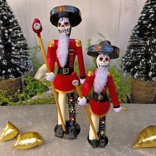 Load image into Gallery viewer, Mexican Handmade Paper Maché – Catrín Nutcracker Holiday Decor Nuevetón Duo Bundle (Jr + Tall) [Save $10]
