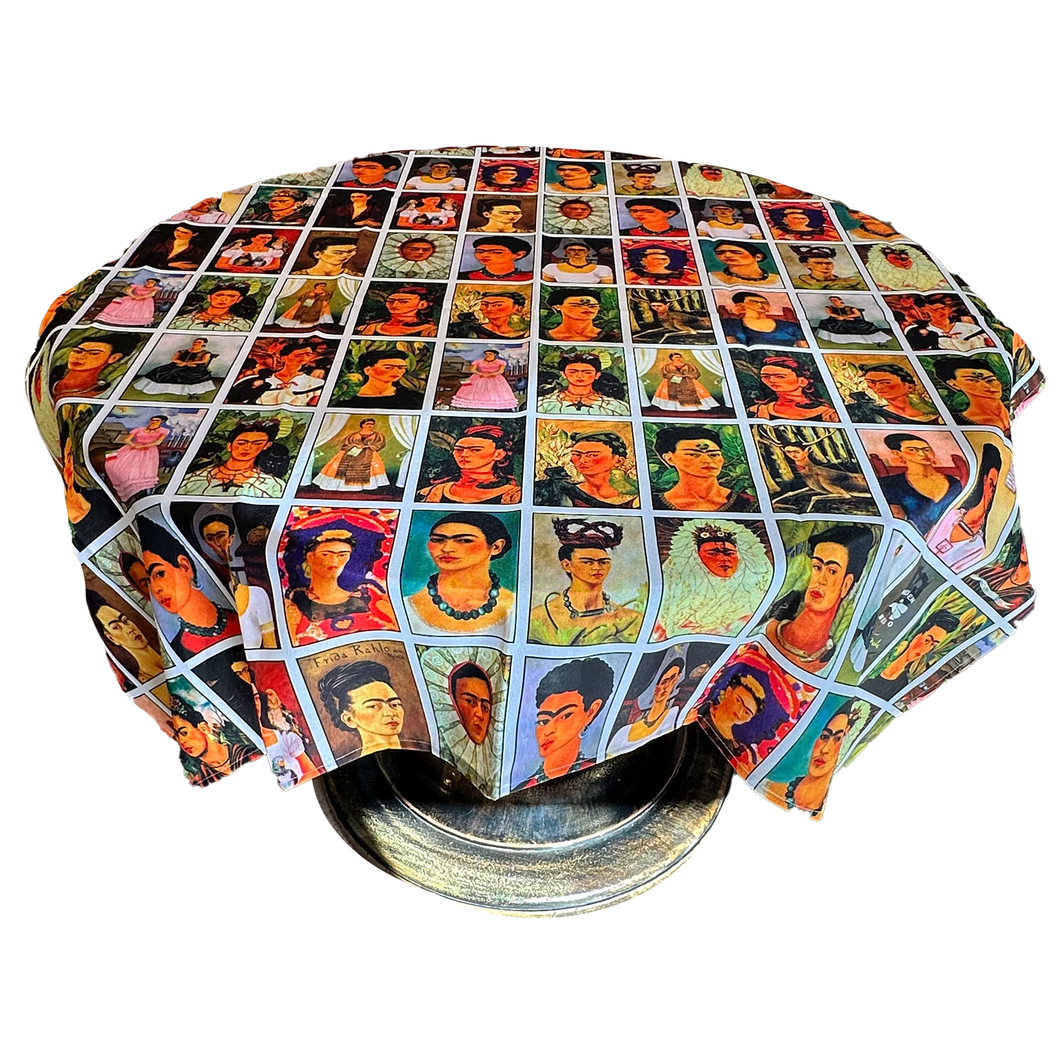 Frida Mexican Lotería Design Tablecloth Art & Decor Mexico Frida Self Portraits 4' x4'  