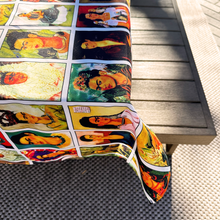 Load image into Gallery viewer, Frida Mexican Lotería Design Tablecloth Art &amp; Decor Mexico Frida Self Portraits 8&#39; x4&#39;  