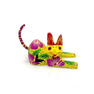 Handmade Mexican Mini Lucky Alebrijes Art & Decor Mexico Gato B  