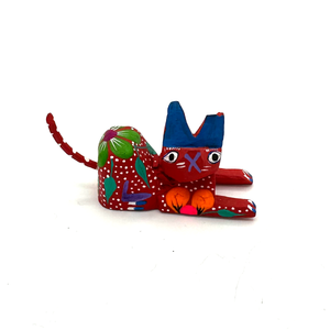 Handmade Mexican Mini Lucky Alebrijes Art & Decor Mexico Gato C  