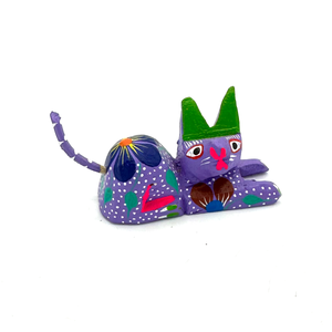 Handmade Mexican Mini Lucky Alebrijes Art & Decor Mexico Gato D  