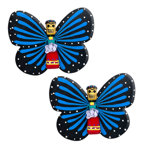 Handmade Jumbo Mariposa Butterfly Magnets (Frida Full Body 2 Pack) Art & Decor Mexico Blue/Blue