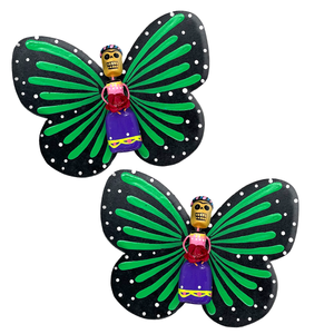 Handmade Jumbo Mariposa Butterfly Magnets (Frida Full Body 2 Pack) Art & Decor Mexico Green/Green