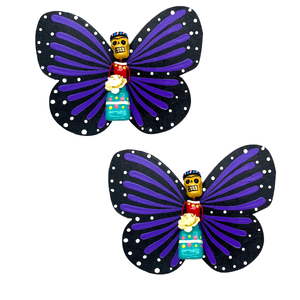 Handmade Jumbo Mariposa Butterfly Magnets (Frida Full Body 2 Pack) Art & Decor Mexico Purple/Purple