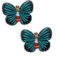 Load image into Gallery viewer, Handmade Jumbo Mariposa Butterfly Magnets (Frida Full Body 2 Pack) Art &amp; Decor Mexico Teal/Teal