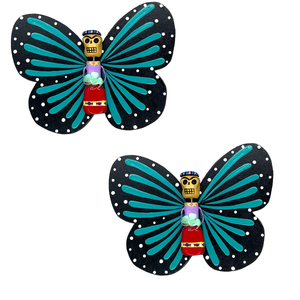 Handmade Jumbo Mariposa Butterfly Magnets (Frida Full Body 2 Pack) Art & Decor Mexico Teal/Teal