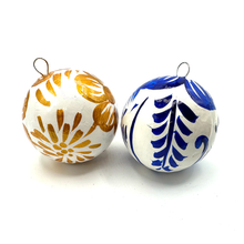 Load image into Gallery viewer, Handmade Mexican Christmas Navidad Ornaments - Talavera Collection (2 Pack) Holiday Decor Muertolandia.com