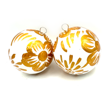 Load image into Gallery viewer, Handmade Mexican Christmas Navidad Ornaments - Talavera Collection (2 Pack) Holiday Decor Muertolandia.com Gold / Gold