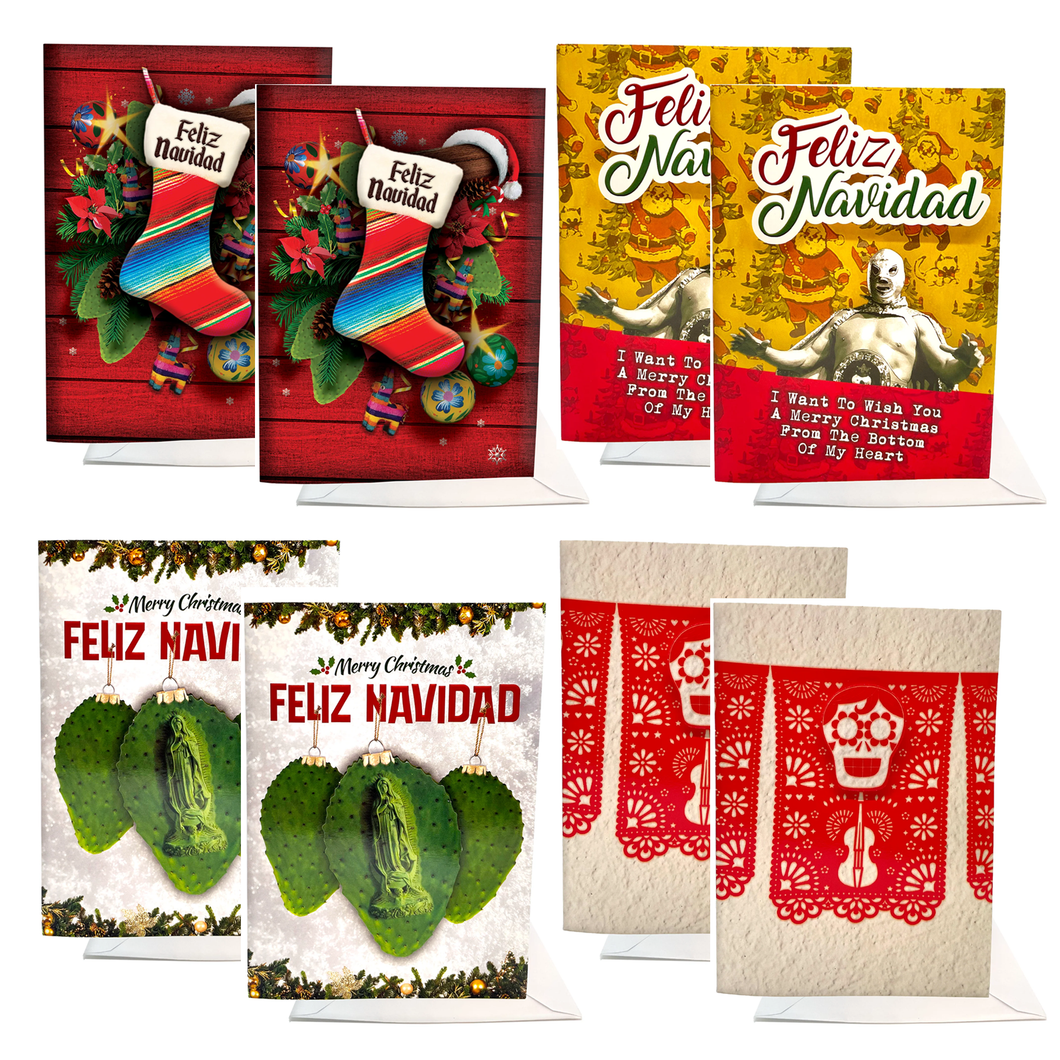 Musical Greeting Cards - 8 Card Mexican Christmas Bundle Greeting Cards Muertolandia.com