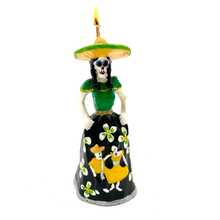 Load image into Gallery viewer, Mexican Handmade Candle - La Calavera Adelita Art &amp; Decor Muertolandia.com Falda 03  