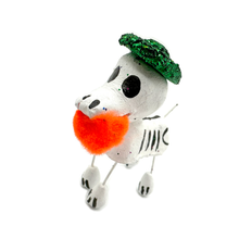 Load image into Gallery viewer, Handmade Mexican Pets - Dog Art &amp; Decor Muertolandia.com Green Hat With Orange Fuzzy Ball  