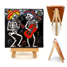 Load image into Gallery viewer, Handmade Clay Tile and Stand - Dead Man&#39;s Party - Musicians - Musicos