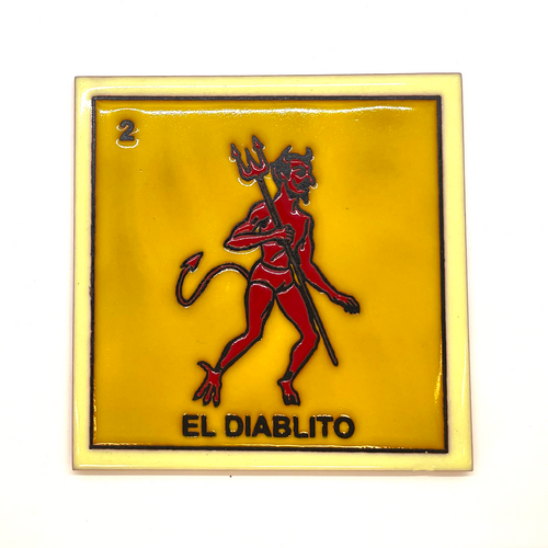 Handmade Clay Square Tile - Loteria 6