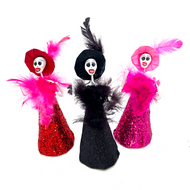 Mexican Handmade Paper Maché - Las Tres Amigas Catrinas Chicas Art & Decor Muertolandia.com   