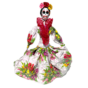 Mexican Handmade Paper Maché - Frida Rose Crown Catrina