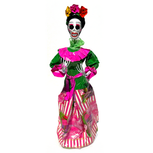 Mexican Handmade Paper Maché - Frida Rose Crown Catrina