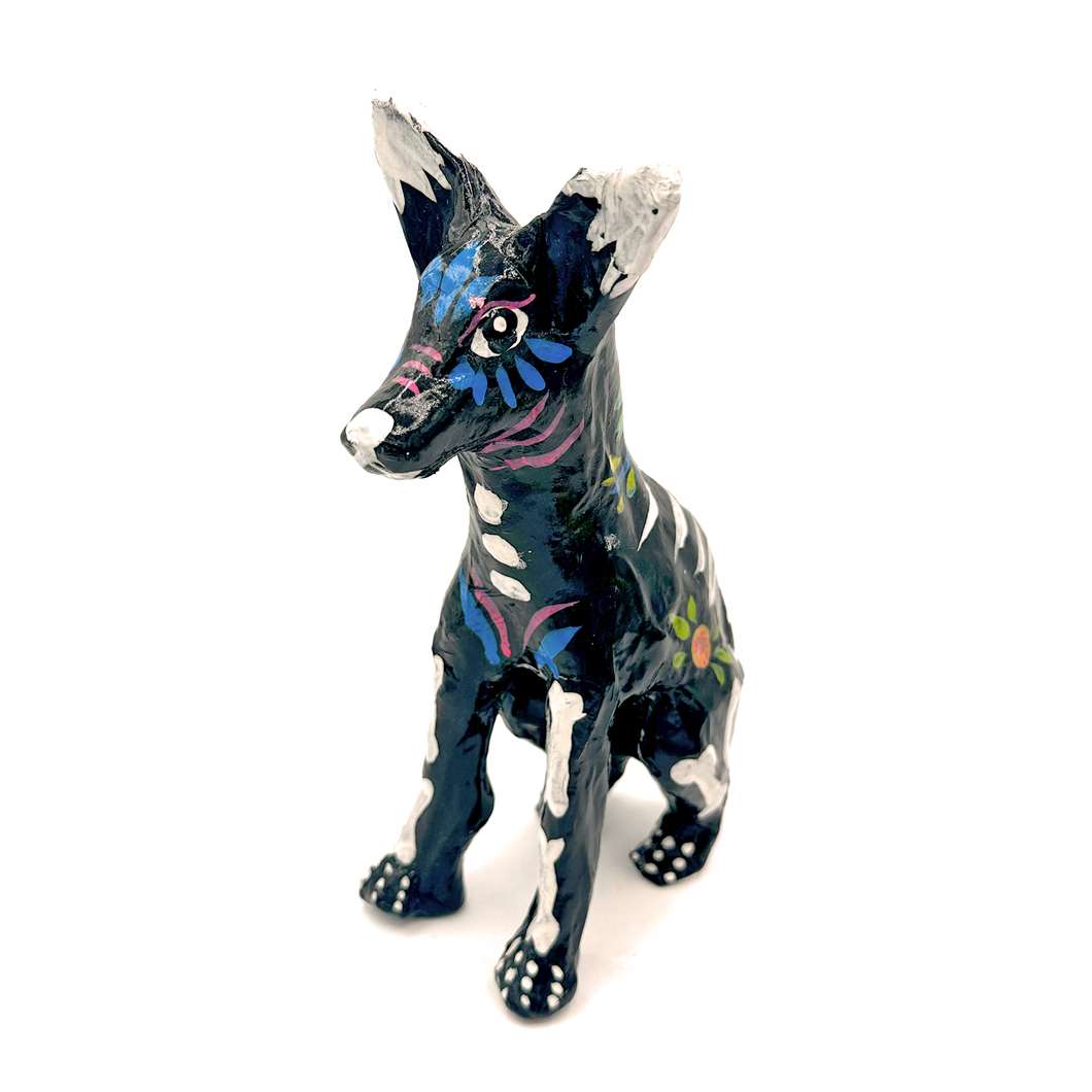 Handmade Paper Maché - Xoloitzcuintli Dog Art & Decor Muertolandia.com Black