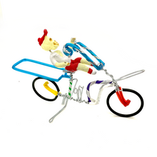 Load image into Gallery viewer, Handmade Mexican Figurine - El Compa Efraim En Bicicleta - Wire Bicycle