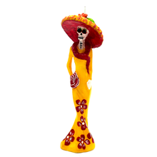 Load image into Gallery viewer, Mexican Handmade Candle - La Catrina Art &amp; Decor Muertolandia.com Yellow 4  