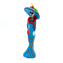 Load image into Gallery viewer, Mexican Handmade Candle - La Catrina Art &amp; Decor Muertolandia.com Blue 6  