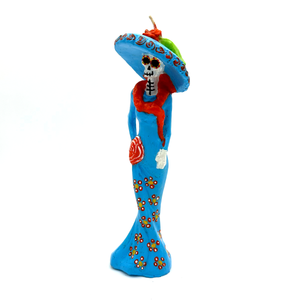 Mexican Handmade Candle - La Catrina Art & Decor Muertolandia.com Blue 6  