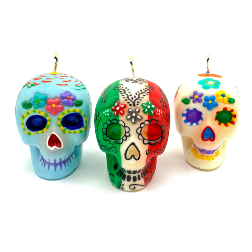 Mexican Handmade Candle - Sugar Skull Calavera Art & Decor Muertolandia.com   