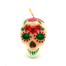 Load image into Gallery viewer, Mexican Handmade Candle - Sugar Skull Calavera Art &amp; Decor Muertolandia.com Cherry  