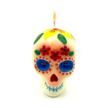 Load image into Gallery viewer, Mexican Handmade Candle - Sugar Skull Calavera Art &amp; Decor Muertolandia.com Blue Teeth  