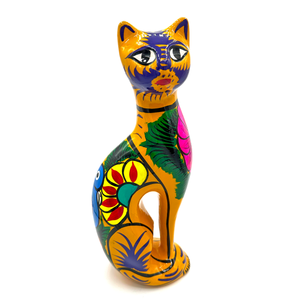 Handmade Mexican Ceramic - Gato Cat Bank Bar Goods Nuevetón Amarillo  