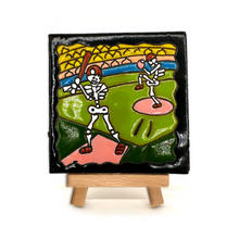 Load image into Gallery viewer, Handmade Clay Tile and Stand - Los Beisboleros Baseball Tile Mexico   