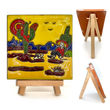 Load image into Gallery viewer, Mexican Handmade Clay Tile and Stand - Calor y Descanso Tile Mexico