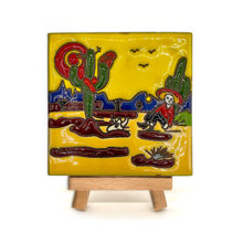 Load image into Gallery viewer, Mexican Handmade Clay Tile and Stand - Calor y Descanso Tile Mexico