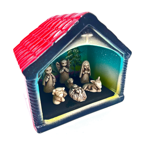 Mexican Handmade Nativity Natividad Scene - Casita Nacimiento Art & Decor Muertolandia.com Red