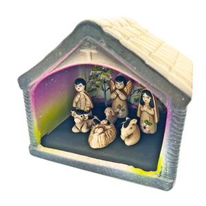 Mexican Handmade Nativity Natividad Scene - Casita Nacimiento Art & Decor Muertolandia.com White