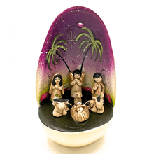 Load image into Gallery viewer, Mexican Handmade Nativity Natividad Scene - Huevo Birth Egg Nacimiento Art &amp; Decor Muertolandia.com Purple