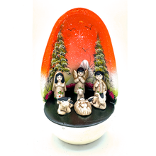 Load image into Gallery viewer, Mexican Handmade Nativity Natividad Scene - Huevo Birth Egg Nacimiento Art &amp; Decor Muertolandia.com Orange Pine