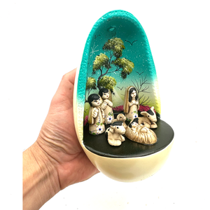 Mexican Handmade Nativity Natividad Scene - Huevo Birth Egg Nacimiento Art & Decor Muertolandia.com